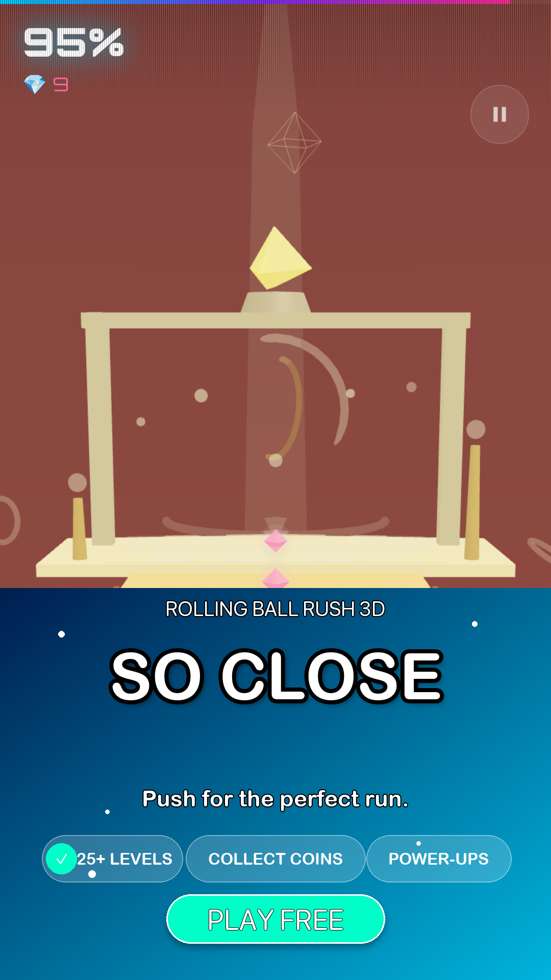 Rolling Ball Rush 3D close to the finish line