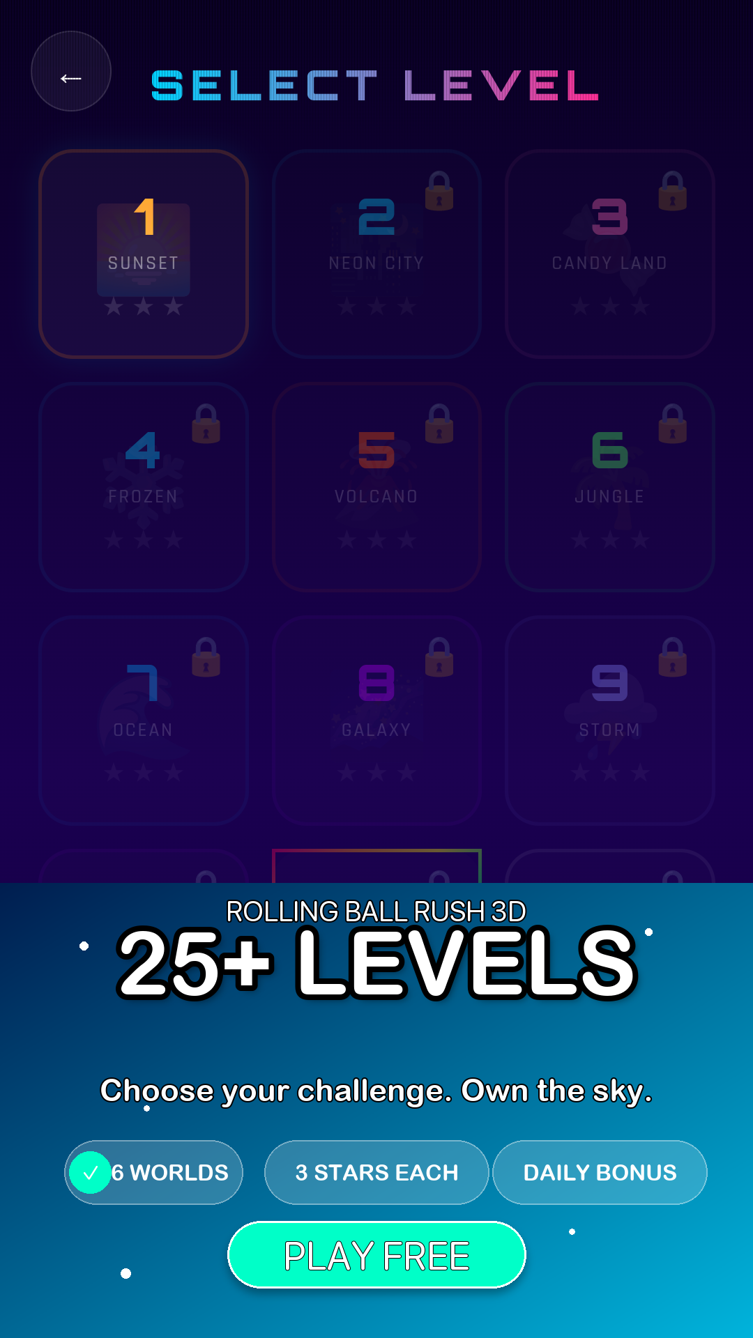 Rolling Ball Rush 3D level select
